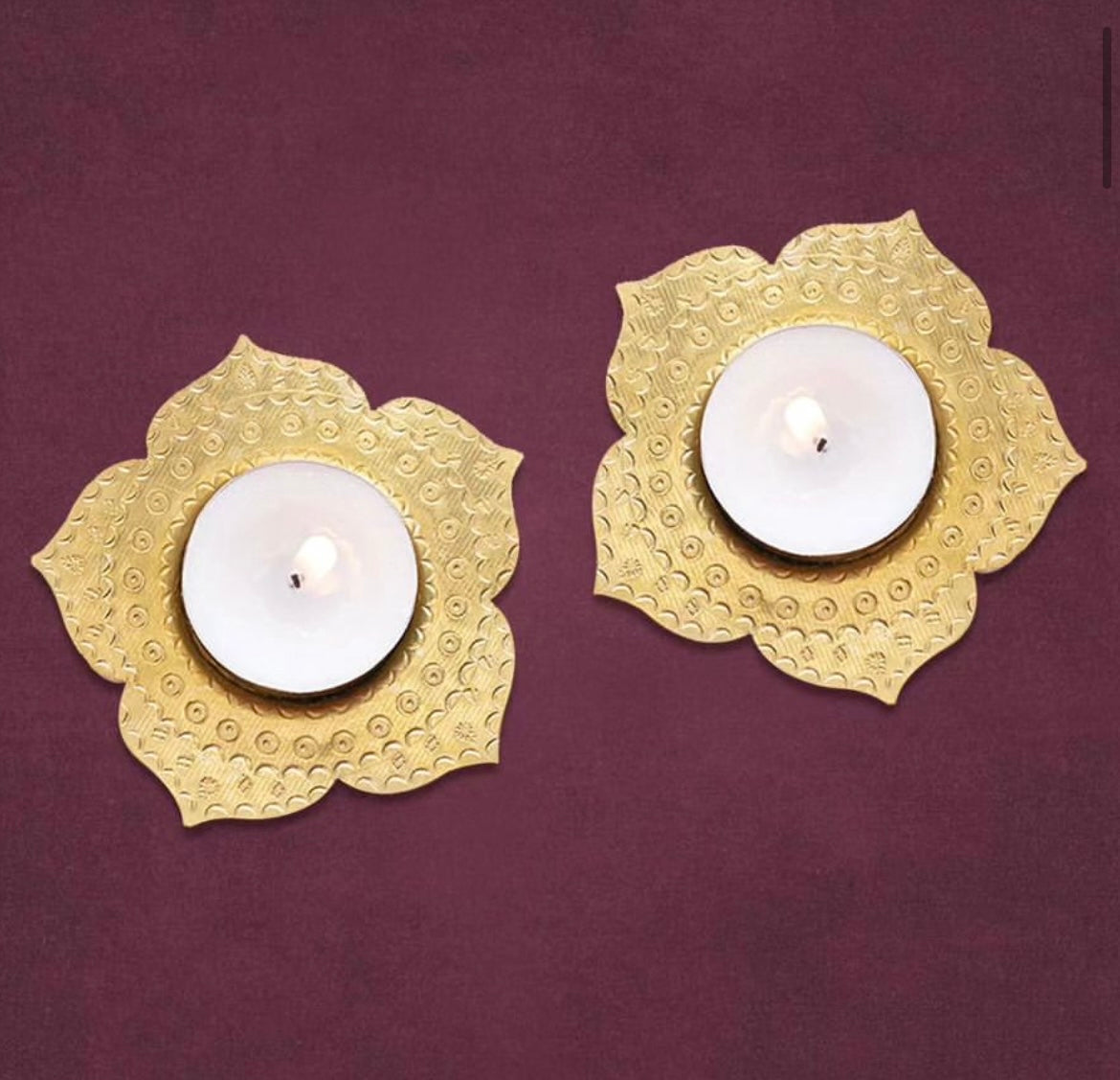 Stamped Brass Diyas (Set of 2)