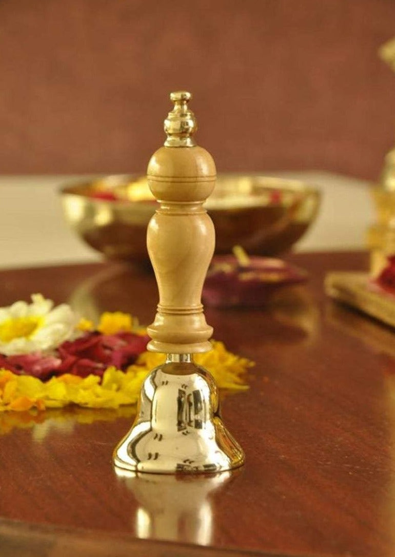 Small Bronze Bell with Teak Wood Handle