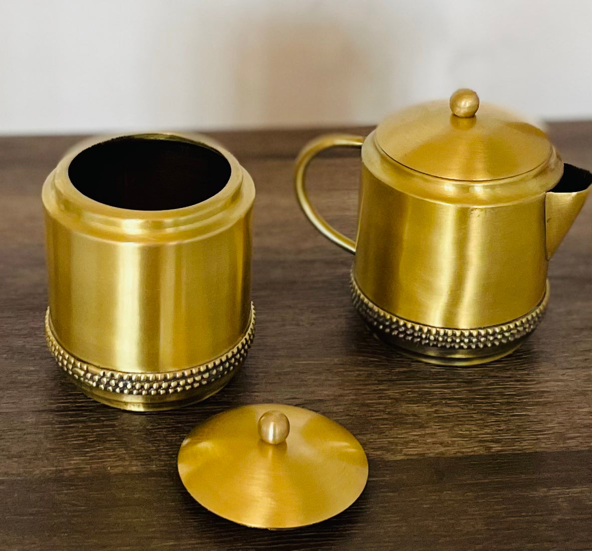 Pure Brass Milk and Sugar Pot Set